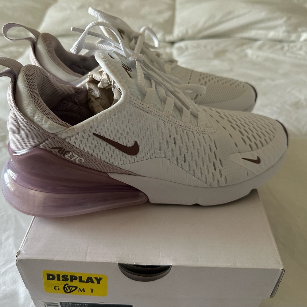 Nike Air Max 270 White and Purple Sneakers